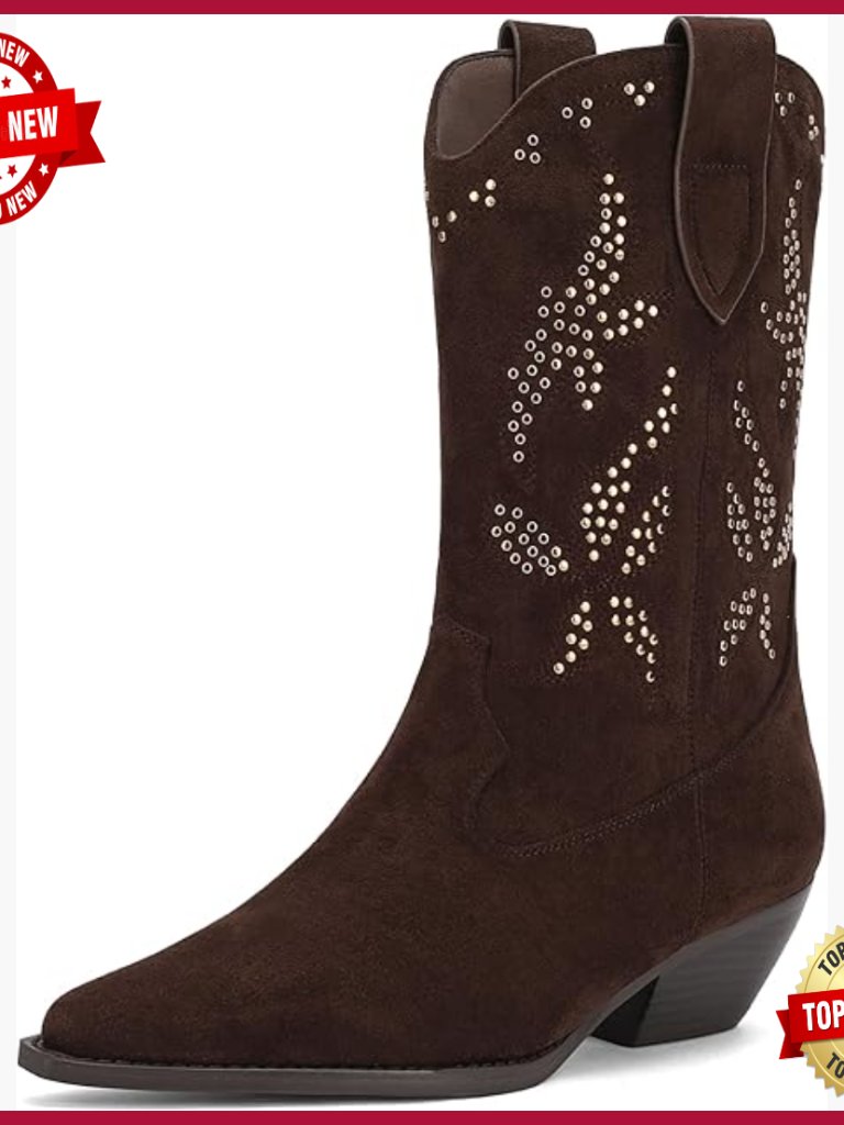 Women's Mid-Calf Western Boots Pointed Toe Block Heel 1.5in Fashion Dressy
